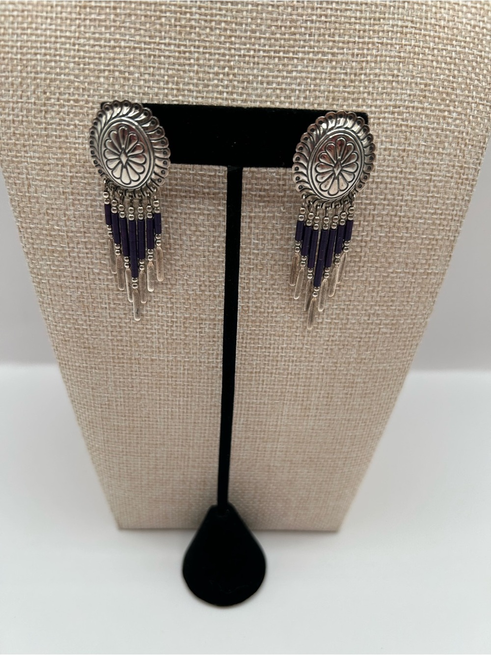 Vintage QT Navajo Native American Sterling Silver Earrings
